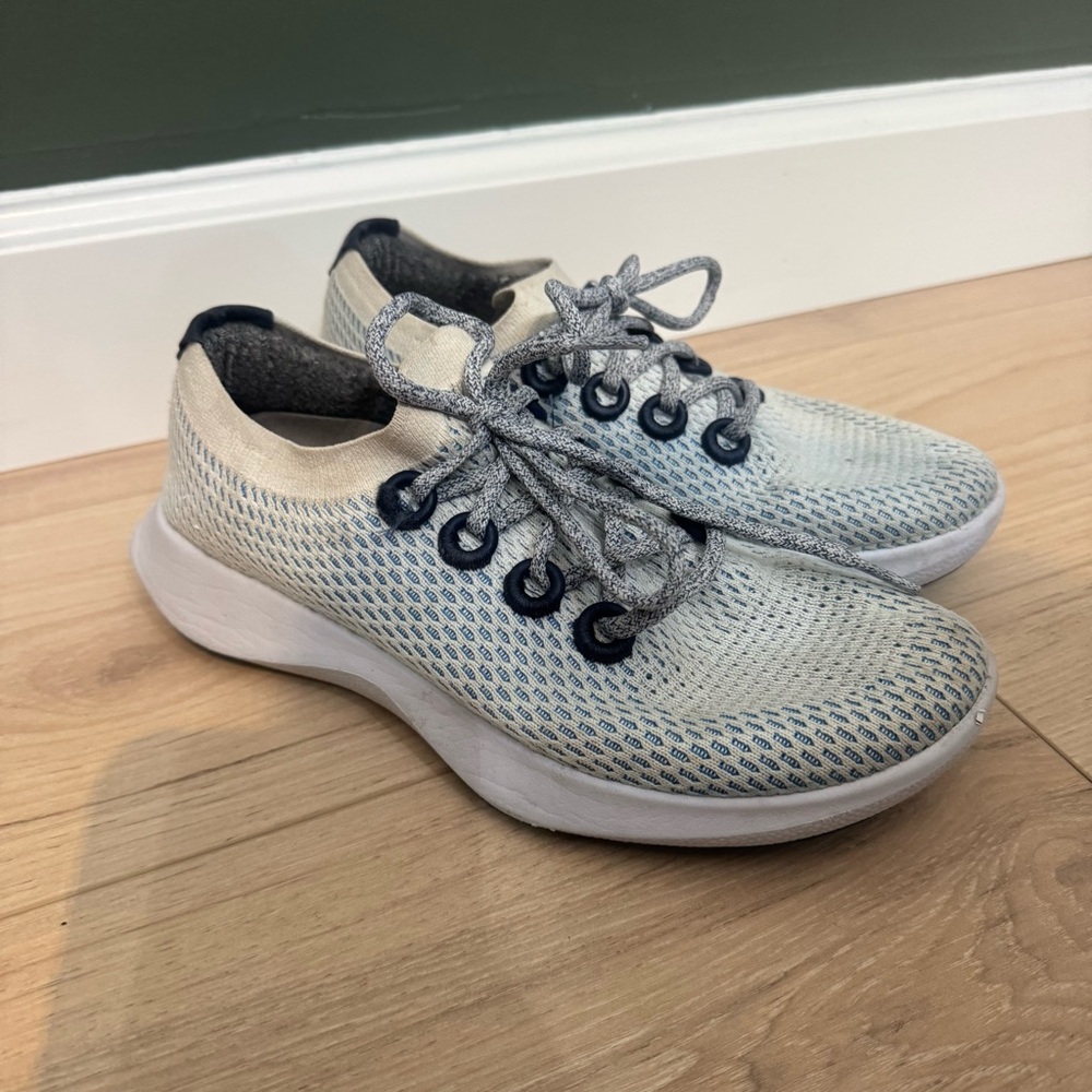 Allbirds Tree Dashers Knit Running Shoes women’s Size 9 White Light Blue TD/W9